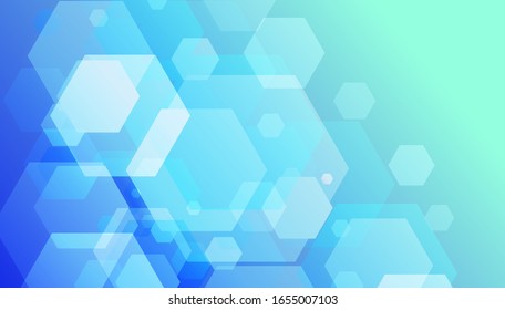 Fondo de diseño hexagonal azul y verde abstracto.