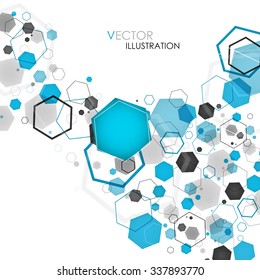 Abstract geometric blue hexagon background. Vector illustration. Clip-art