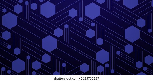 Abstractas hexágonos y líneas azul geométrico fondos de color azul oscuro para Fondos de pantalla con textura de lujo elegante, fondos y rellenos de páginas, material de textiles modernos de moda, estilos de diseño creativo