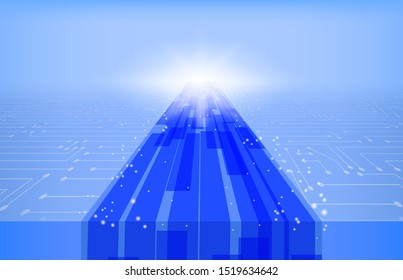 abstract geometric blue line and circuit background 