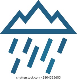 Abstract geometric blue mountain peak with rain drops icon
