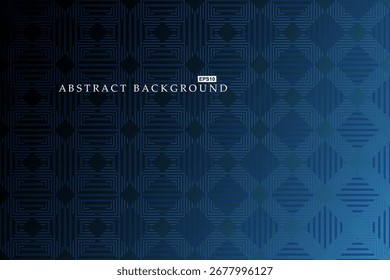 Abstract geometric blue ornament background with digital square striped pattern, modern vector template for technology and business design