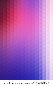 Abstract geometric blue and pink background formed with triangles in rows, vertical format.