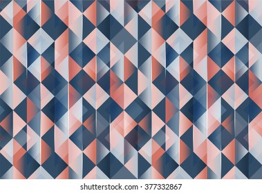 Abstract geometric blue and red seamless background. Triangle mosaic backdrop with transparency. Vector illustration EPS 10.