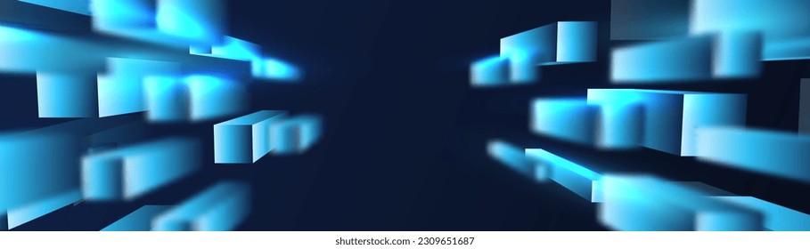 Abstract geometric blue speed cubes motion background. Futuristic hi-technology. Vector illustration