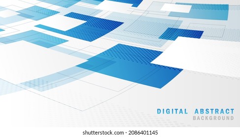 Abstract geometric of blue style with halftone futuristic template. Overlapping for ad, cover design, artwork background. Illustration vector