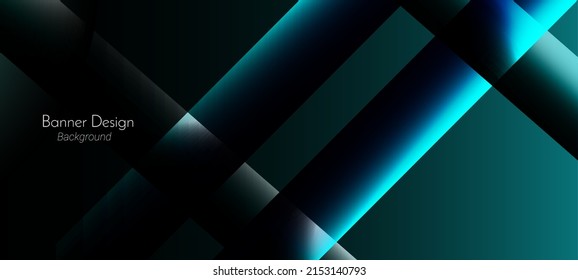 Abstract geometric blue transparent gradient lines dark shiny background vector