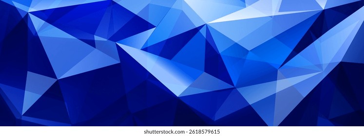 Abstract geometric blue vector illustration featuring interconnected polygons and sharp angles, creating a dynamic and modern design.