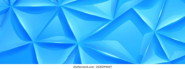 Ilustração vetorial azul geométrica abstrata apresentando polígonos e triângulos interconectados com gradientes suaves e bordas nítidas, criando um design futurista e dinâmico.