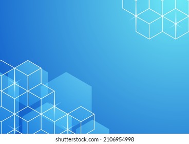 Abstract geometric blue and white color background with hexagon. Vector illustration.