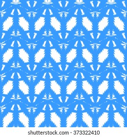 Abstract geometric blue and white seamless pattern. Zigzag chevron irregular pattern.
