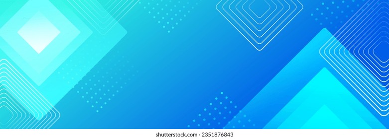 Abstract geometric blue wide background banner layout design. Blue abstract vector long banner. Minimal background with copy space for text. Modern abstract gradient light blue banner background