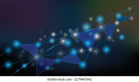 Resumen de fondo geométrico y bokek sobre azul. Banner de tecnología futurista.