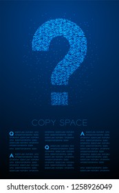 Abstract Geometric Bokeh circle dot pixel pattern Question mark sign icon, Doubt concept design blue color illustration isolated on blue gradient background with copy space, vector