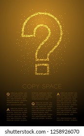 Abstract Geometric Bokeh circle dot pixel pattern Question mark sign icon, Doubt concept design gold color illustration isolated on brown gradient background with copy space, vector eps 10