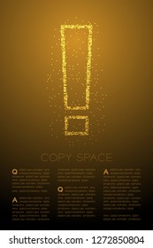 Abstract Geometric Bokeh circle dot pixel pattern Exclamation mark sign icon, Warning concept design gold color illustration isolated on brown gradient background with copy space, vector eps 10