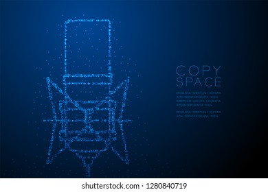 Abstract Geometric Bokeh circle dot pixel pattern Retro Microphone, Music equipment concept design blue color illustration isolated on blue gradient background with copy space, vector
