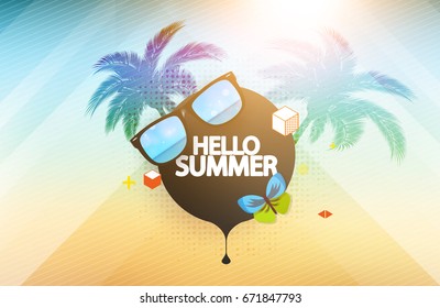 Abstract Geometric Bokeh Colorful Summer Vector Background.
