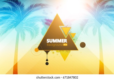 Abstract Geometric Bokeh Colorful Summer Vector Background.