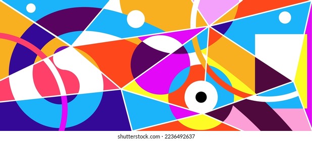 Abstract Geometric Bold Shapes with Bright Colors