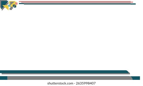 Abstract geometric border design features colorful triangles and lines against a transparent background, creating a modern and artistic visual suitable for graphic design and creative projects.
