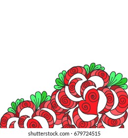 Abstract geometric border with hearts