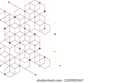 Abstract geometric boxes pattern dot line connection background. Modern technology with square mesh. Geometric on white background with lines. Cube cell. Vector illustration