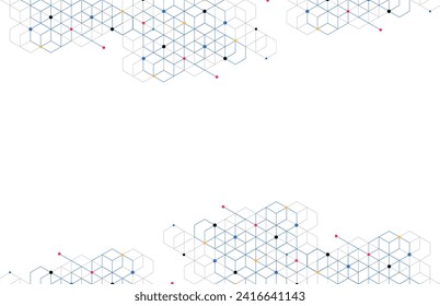 Abstract geometric boxes pattern dot line connection background. Modern technology with square mesh. Geometric on white background with lines. Cube cell. Vector illustration