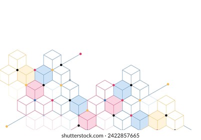 Resumen de cuadros geométricos patrón de fondo de conexión de línea de puntos. Tecnología moderna con malla cuadrada. Geométrico sobre fondo blanco con líneas. Cubo de celda. Ilustración del vector