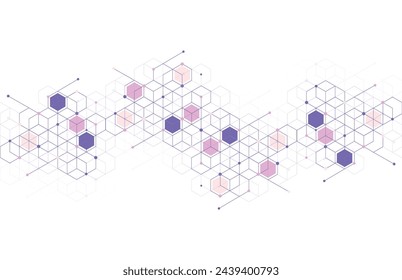 Abstract geometric boxes pattern dot line connection background. Modern technology with square mesh. Geometric on white background with lines. Cube cell. Vector illustration