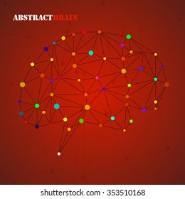 Abstract geometric brain, network connections. Vector illustration. Eps 10