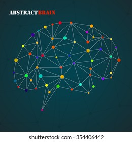 Abstract geometric brain, network connections. Vector illustration. Eps 10