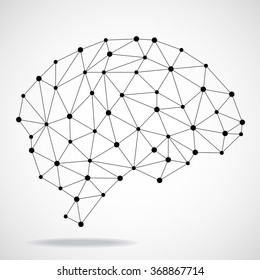Abstract geometric brain, network connections. Vector illustration. Eps 10