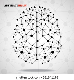 Abstract geometric brain, network connections. Vector illustration. Eps 10