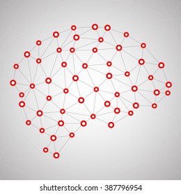 Abstract geometric brain, network connections. Vector illustration. Eps 10