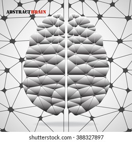 Abstract geometric brain, network connections. Vector illustration. Eps 10