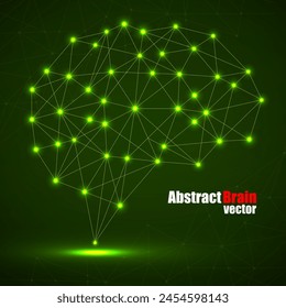 Abstract geometric brain with triangular polygons, network connections