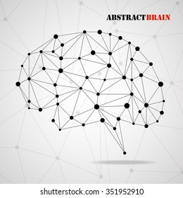 Abstract Geometric Brain With Triangular Polygons, Network Connections. Vector Illustration. Eps 10