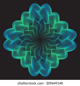 Abstract geometric bright blue and green gradient colored waves background 