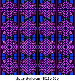 Abstract geometric bright colors seamless pattern. Vector neon background