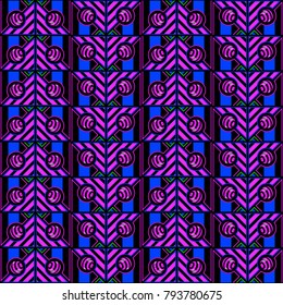 Abstract geometric bright colors seamless pattern. Vector neon background