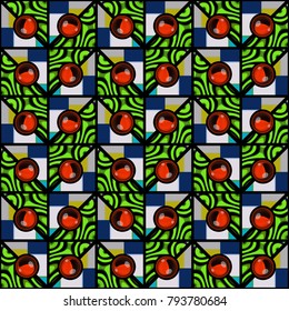 Abstract geometric bright colors seamless pattern. Vector neon background