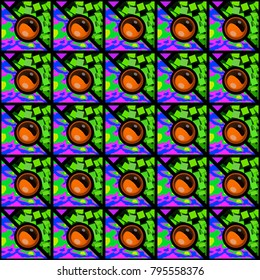 Abstract geometric bright colors seamless pattern. Vector neon background