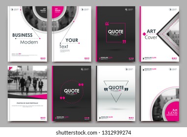 Abstract geometric brochure cover design. Black info data banner frame. Techno title sheet model set. Modern vector front page art. Urban city blurb texture. Red citation figure icon. Ad flyer text font