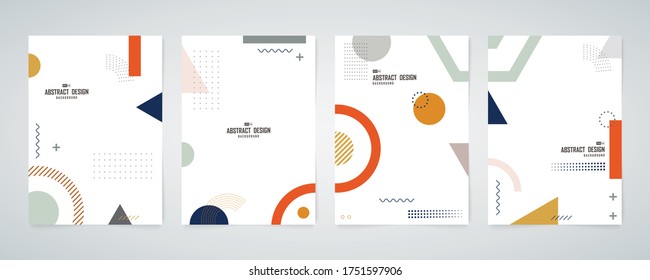 Abstract geometric brochure set minimal design decoration background set. Use for cover, annual, report, print, book. illustration vector eps10