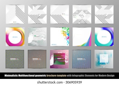 Abstract geometric brochure template. 
Flat Style. Infographic Elements.
Minimalistic multifunctional media backdrop. Icons.  
Vector illustration. 