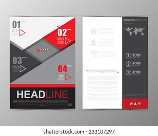 Abstract geometric brochure template. Map. Flyer Layout. Flat Style. Infographic Elements. Minimalistic multifunctional media backdrop. Icons.   Vector illustration. 