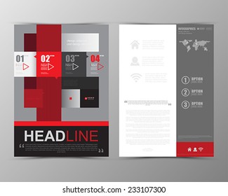 Abstract geometric brochure template. Map. Flyer Layout. Flat Style. Infographic Elements. Minimalistic multifunctional media backdrop. Icons.   Vector illustration. 