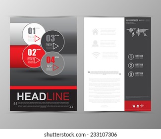 Abstract geometric brochure template. Map. Flyer Layout. Flat Style. Infographic Elements. Minimalistic multifunctional media backdrop. Icons.   Vector illustration. 