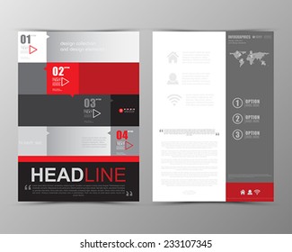 Abstract geometric brochure template. Map. Flyer Layout. Flat Style. Infographic Elements. Minimalistic multifunctional media backdrop. Icons.   Vector illustration. 